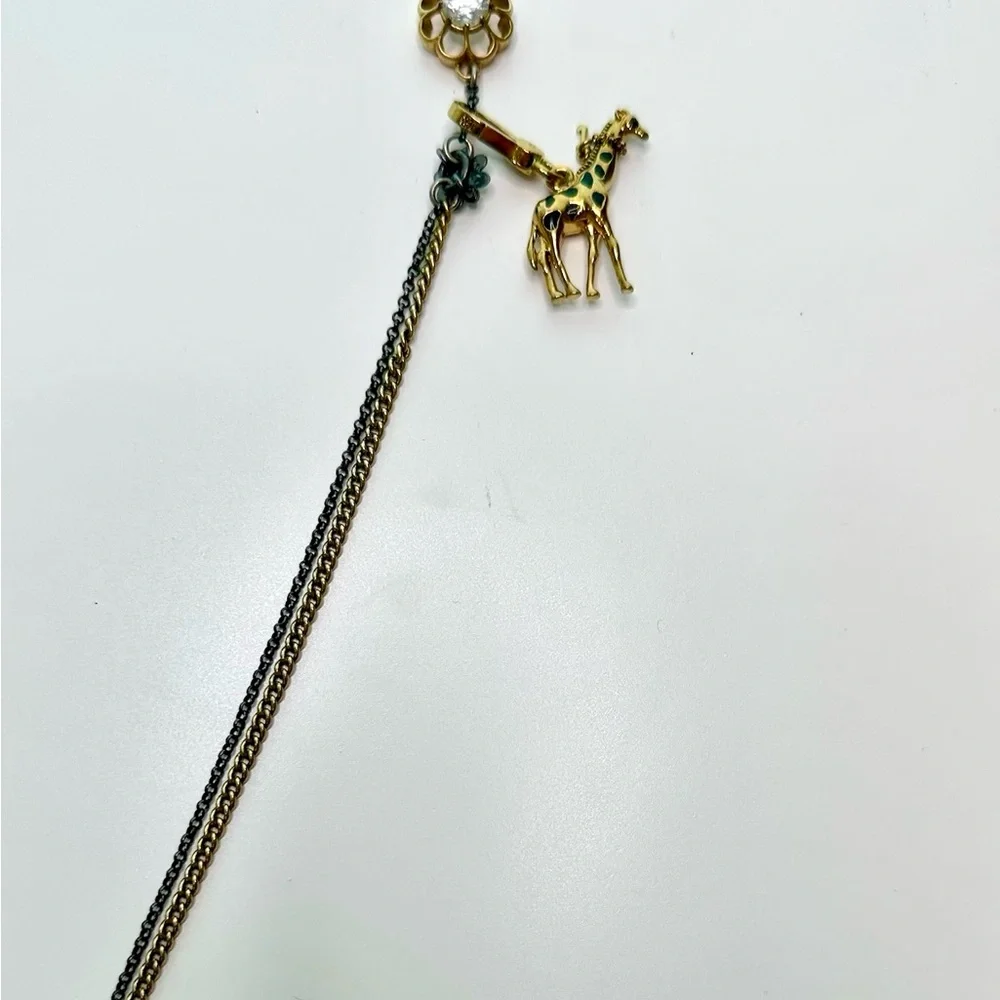 Juicy Couture Chunky Charm Silver Gold Black Tone Crystal Statement Necklace - Picture 9 of 16